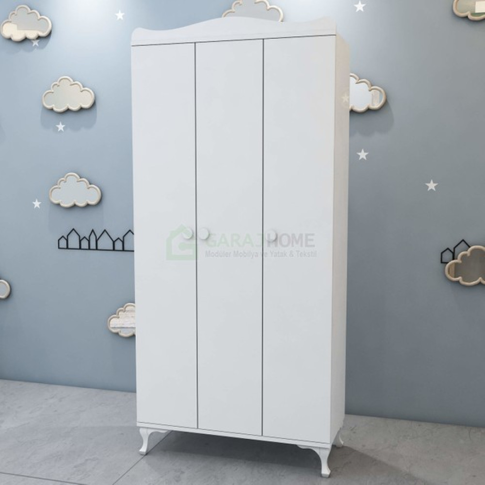 Garaj Home Yıldız 3 Kapaklı Dolap - Beyaz Gardrop & Dolap Fiyatı