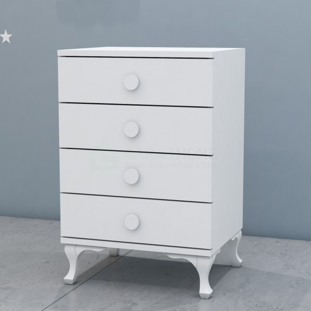 Garaj Home Yıldız 4 Çekmeceli Komodin- Beyaz- - Beyaz Şifonyer Fiyatı