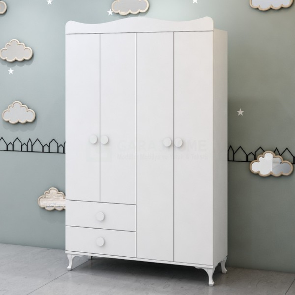 Garaj Home Yıldız 4 Kapaklı Dolap - Beyaz- - Beyaz Gardrop & Dolap Fiyatı