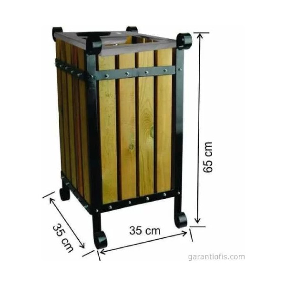 Garanti̇ Metal Garanti Metal 2112 Kapaklı Ahşap Kare Bahçe Tipi Çöp Kovası (45 Litre) Eşya Saklama / Düzenleme Fiyatı