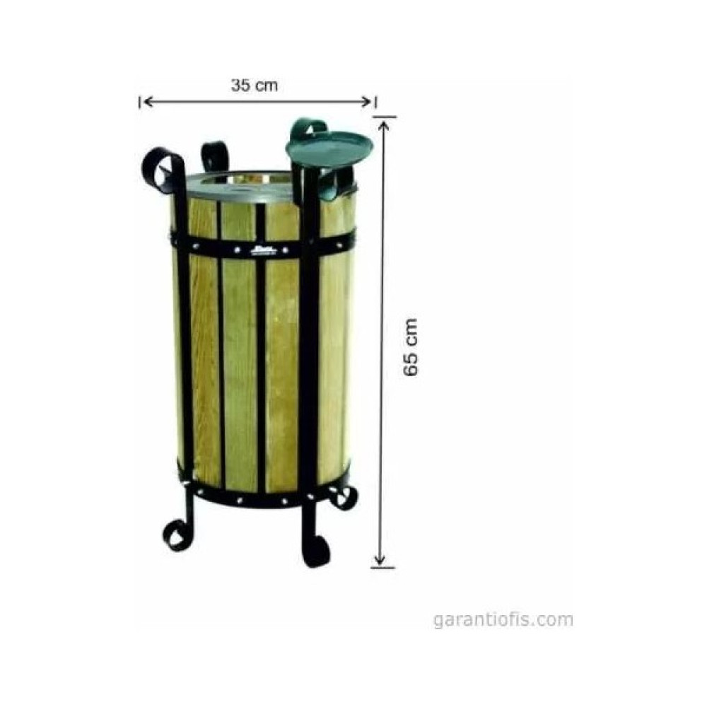 Garanti̇ Metal Garanti Metal 2113 Ahşap Yuvarlak Bahçe Tipi Çöp Kovası (28 Litre) Eşya Saklama / Düzenleme Fiyatı