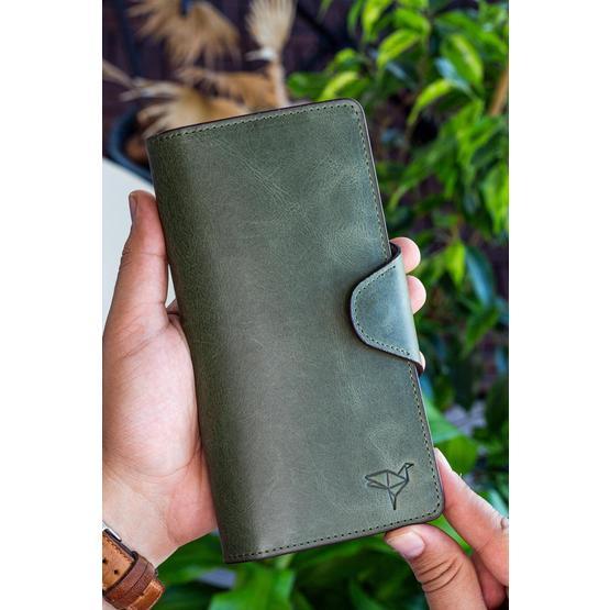 Garbalia Axel Crazy Haki Yeşil Deri Unisex Portföy Cüzdan
