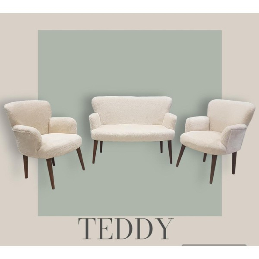 Garden House Teddy Kumaş Ahşap Ayaklı Puffy Çay Seti Koltuk Takımı Ofis Koltuğu Balkon Koltuğu Otel Odası Bahçe Mobilyası Takımı Fiyatı