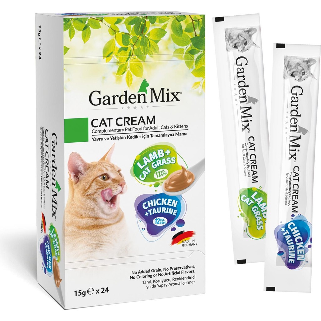 Garden Mix Garden Mıx XXL Kedi Kreması Tavuk+Kuzu 15GR x 24 Gluten İçermeyen Yetişkin Kediler İçin Diğer Fiyatı