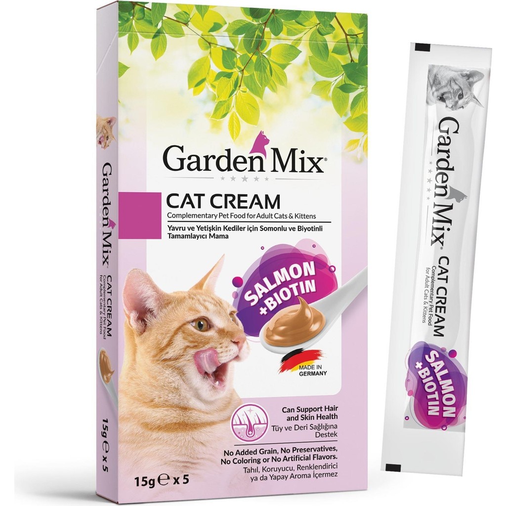Garden Mıx Kedi Kreması Somon+Biotin 15GR x 5 Adet Evcil Hayvan Ürünleri Fiyatı