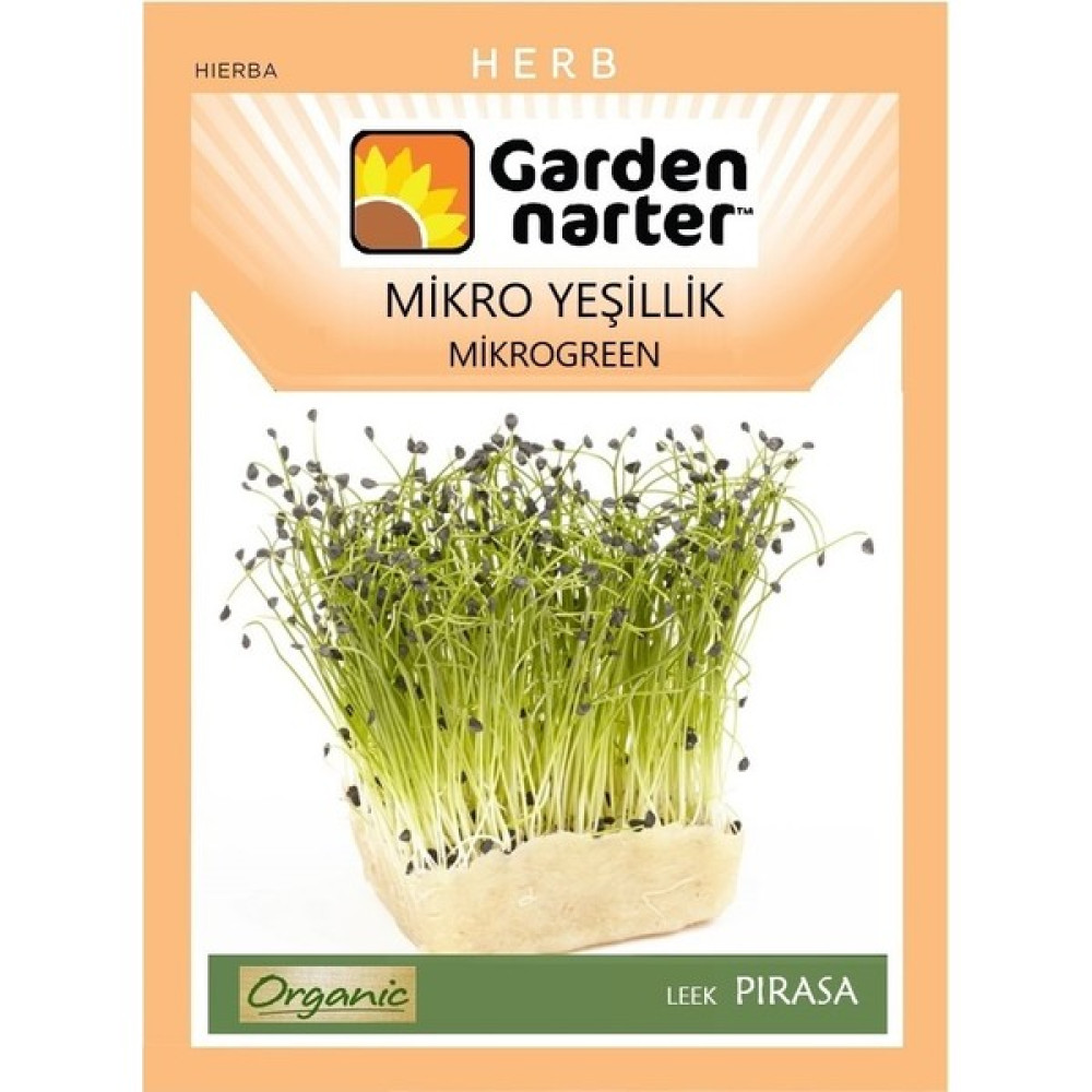 Garden Narter Mikro Yeşillik Için Microgreen Organik Pırasa Tohumu 12 gr 3000 Tohum - 1 Paket Tohum Fiyatı
