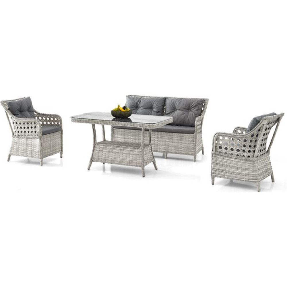 Gardenista Harmony - Rattan Bahçe Balkon Oturma Takımı - Beyaz - Gri Bahçe Mobilyası Takımı Fiyatı
