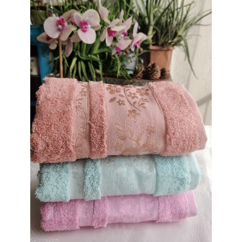 Gardenya 50X90 Cm. Jakarlı Bukle Çeyizlik Lüks Havlu Seti (3'lü Set) - 50 x 90 cm - Pembe - Beyaz El / Yüz Havlusu Fiyatı