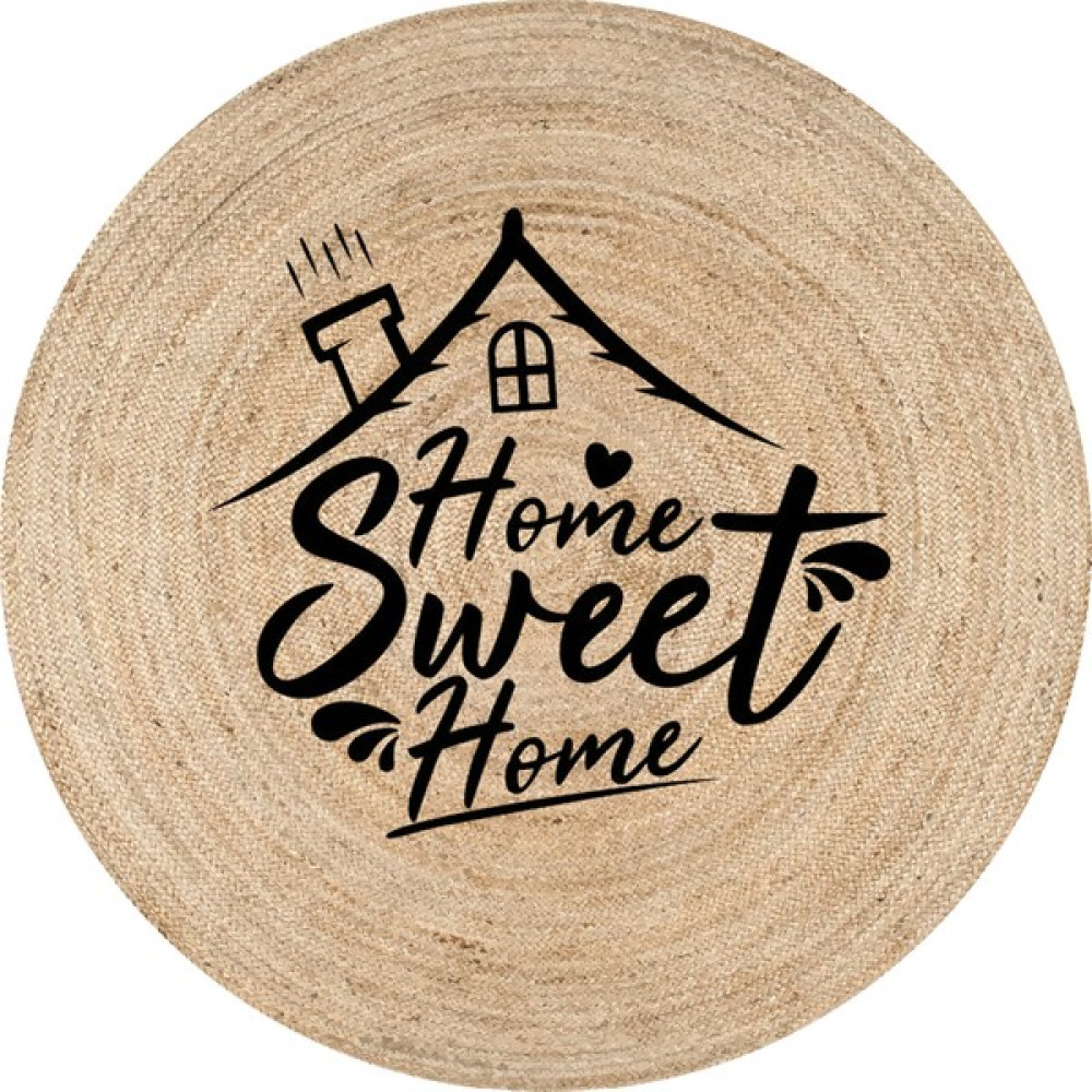 Gardenya Bolero Örgü 59 Home Sweet Home Yazılı Jüt Örme Hasır Kilim 80 x 80 cm - Bej Kilim Fiyatı