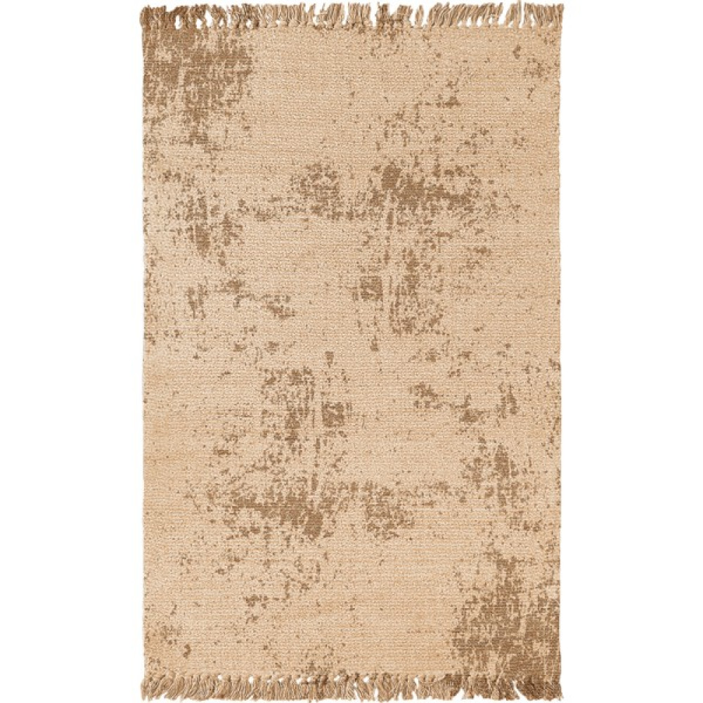 Gardenya Doğal Jüt Hasır Görünümlü Eskitme Desen Kara Tezgah Dokuma Halı Saçaklı Kilim - Bej - 80 x 150 cm Kilim Fiyatı
