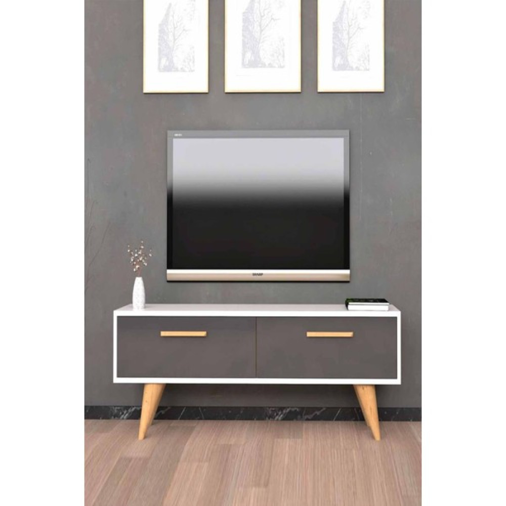 Gardenya Home Gardenya Antrasit Beyaz Renkli Dekoratif Modern Raflı Dolaplı Tv Ünitesi Televizyon Sehpası Tv Ünitesi / Sehpası Fiyatı