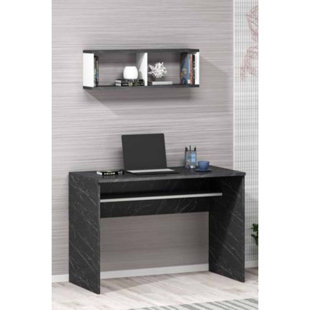Gardenya Home Gardenya Antrasit Renkli Dekoratif Modern Üst Raflı Kitaplıklı Ofis Öğrenci Çalışma Masası - 60 x 120 x 74 cm - Siyah Çalışma Masası Fiyatı