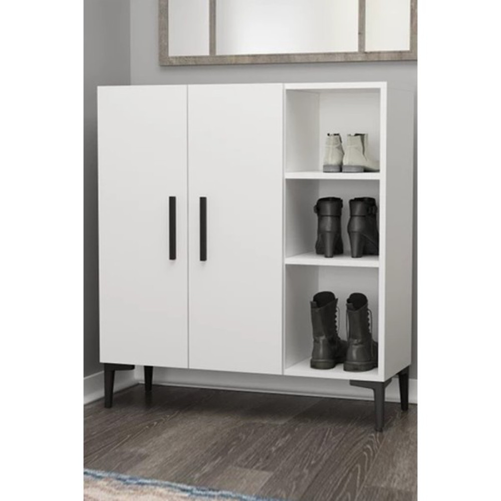Gardenya Home Gardenya Beyaz Renk Dekoratif Modern Kapaklı Raflı Ayakkabılık Ayakkabı Dolabı - Ceviz Ayakkabılık Fiyatı
