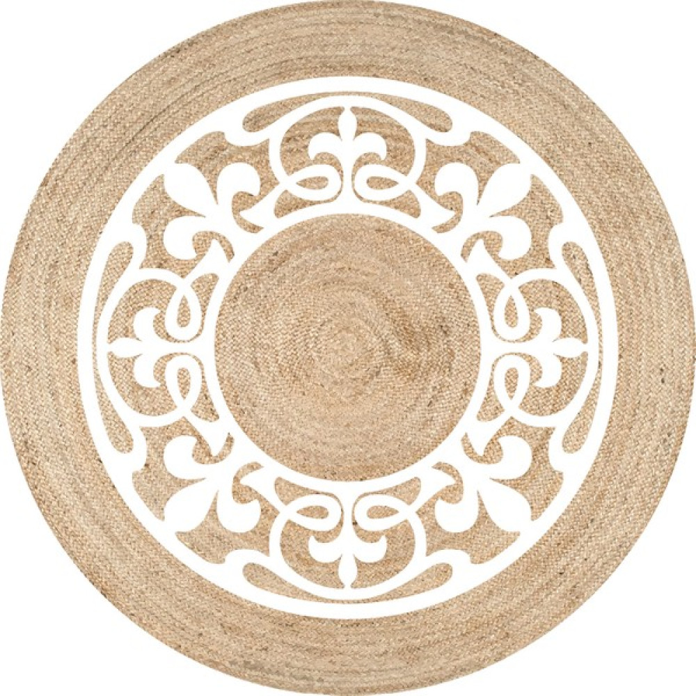 Gardenya Home Gardenya Bolero Örgü 40 Beyaz Etnik Motif Jüt Örme Hasır Kilim 80 x 80 cm - Bej Kilim Fiyatı