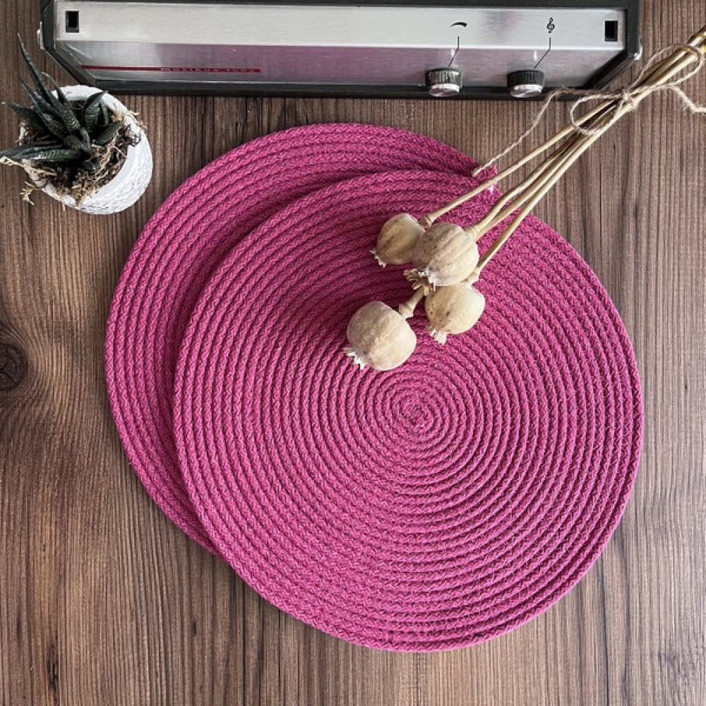 Gardenya Home Gardenya Fuşya Pembe Jüt Amerikan Servis 2'li Örme Hasır Supla - 33 x 33 cm Amerikan Servis Fiyatı