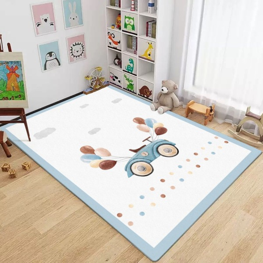 Gardenya Home Gardenya Kahverengi Balonlu Mavi Araba Çocuk Odası Halısı - 120 x 175 cm Bebek Odası Halı Fiyatı