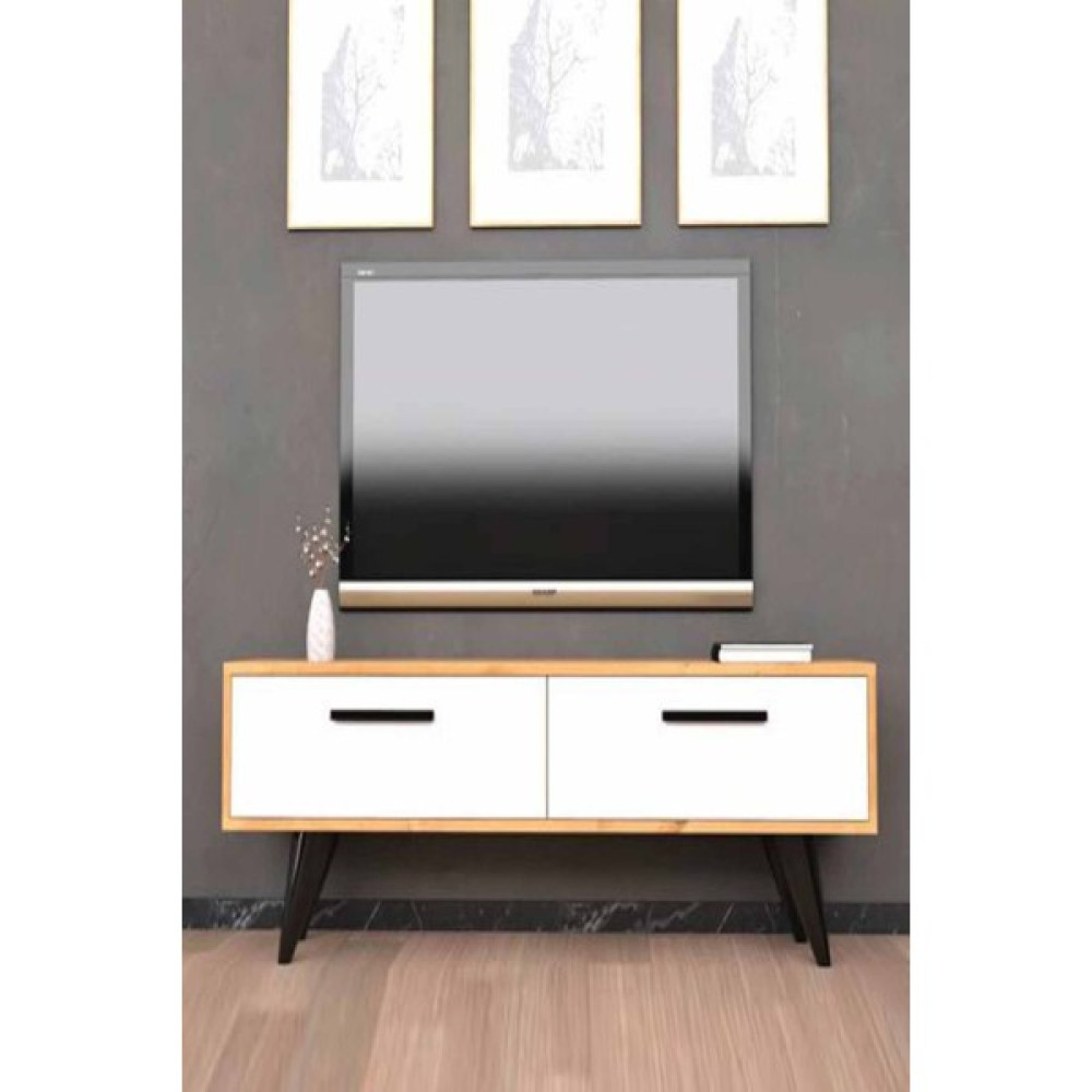 Gardenya Home Gardenya Meşe Beyaz Renkli Dekoratif Modern Raflı Dolaplı Tv Ünitesi Televizyon Sehpası - Meşe - Beyaz Tv Ünitesi / Sehpası Fiyatı