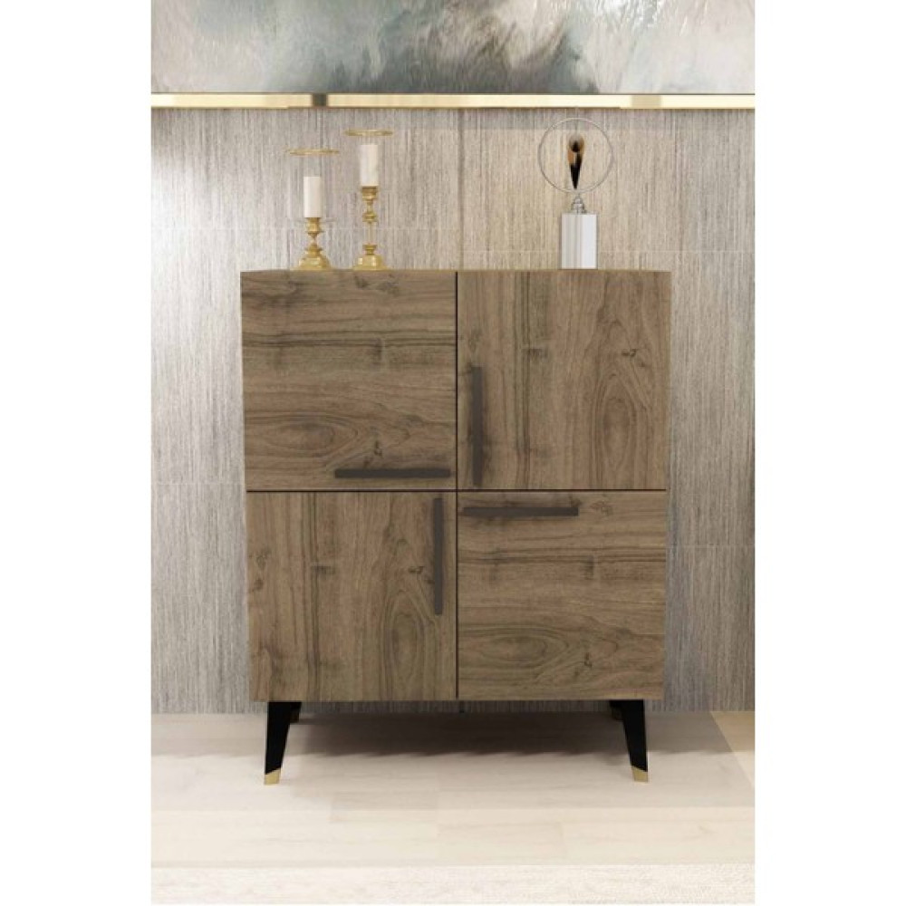 Gardenya Home Gardenya Meşe Renkli Dekoratif Modern Ayaklı Kapaklı Yemek Odası Ofis Salon Konsol - 90 x 70 x 35 cm - Ceviz Konsol Mobilya Fiyatı