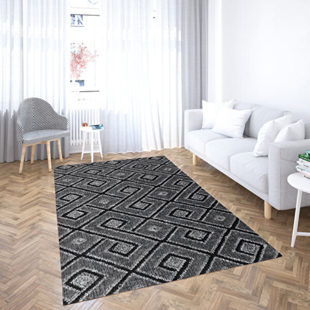 Gardenya Home Gardenya Sarmal Desenli Modern Halı - 50 x 80 cm - Gri Salon Halısı Fiyatı