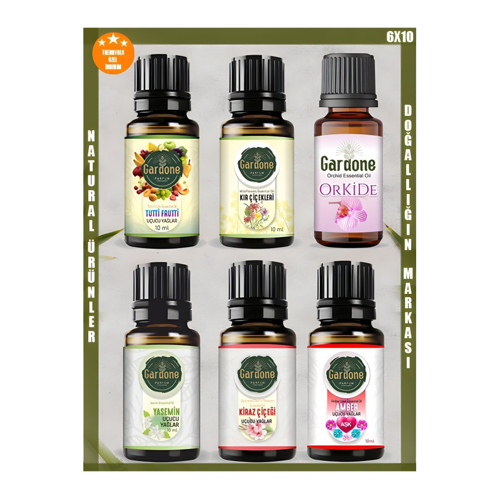 Gardone Favori 6lı Set Esansiyel Uçucu Yağ Aromaterapi Difizör Esansı Hava Nemlendirici Oda Kokusu 6x10ml Deterjan ve Temizlik Ürünleri Fiyatı