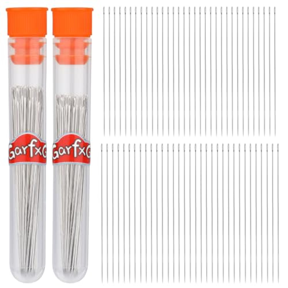 GarfxG 120pcs Beading Needles Straight Beading Needles for Jewelry Making, Size 10 and Size 11 Fine Thread Seed Beads Needles with Storage Tube for Bead & Sequin Embroidery Crafting DIY