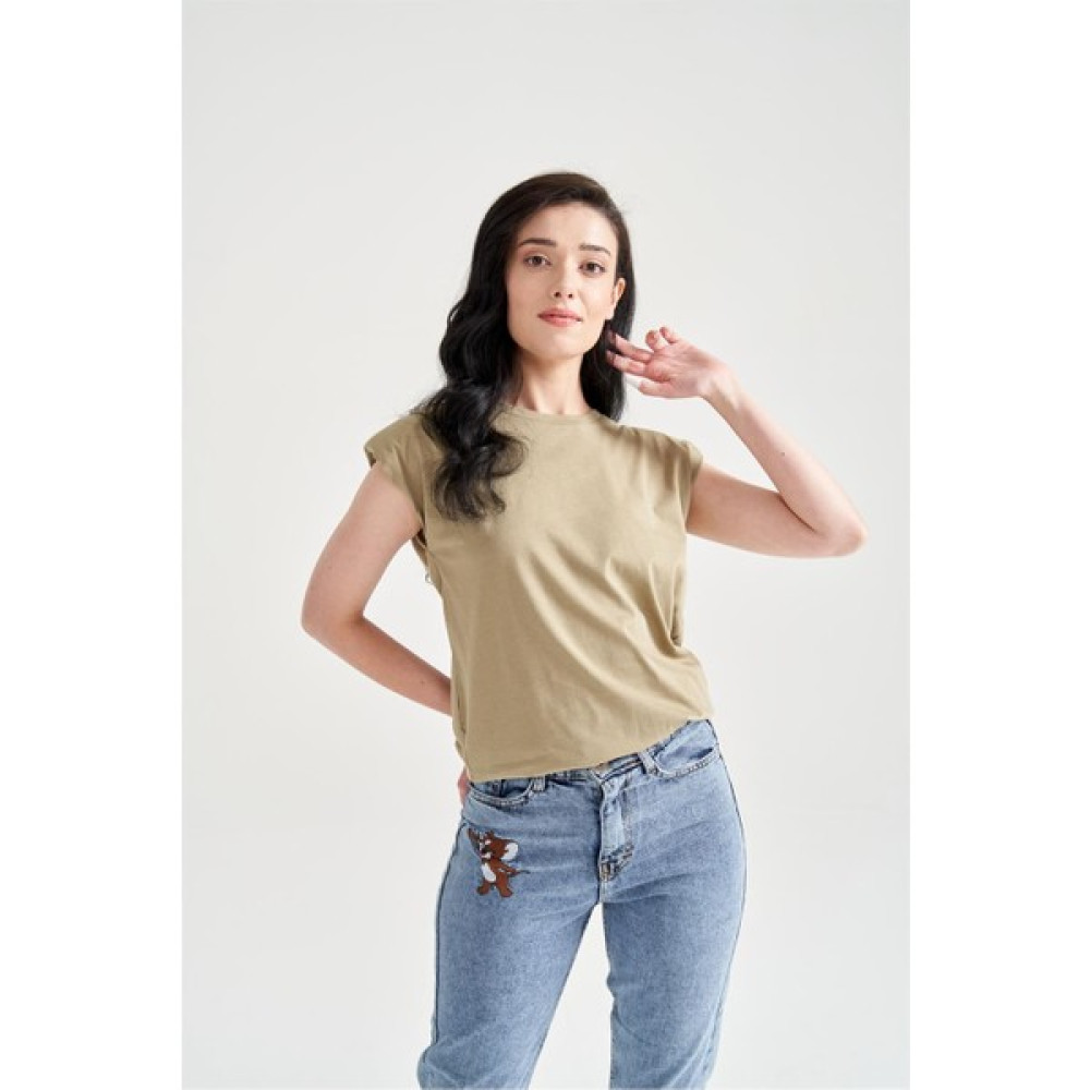 Garmi Kadın Vatkalı Basic T-Shirt Haki Bayan T-shirt Fiyatı