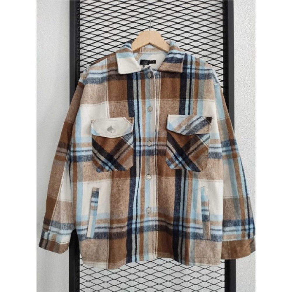 Garmoda Oduncu Gömlek Yeni Sezon Kaşe Ekoseli Oduncu Gömlek Oversize Gömlek Kadın Gömlek Fiyatı