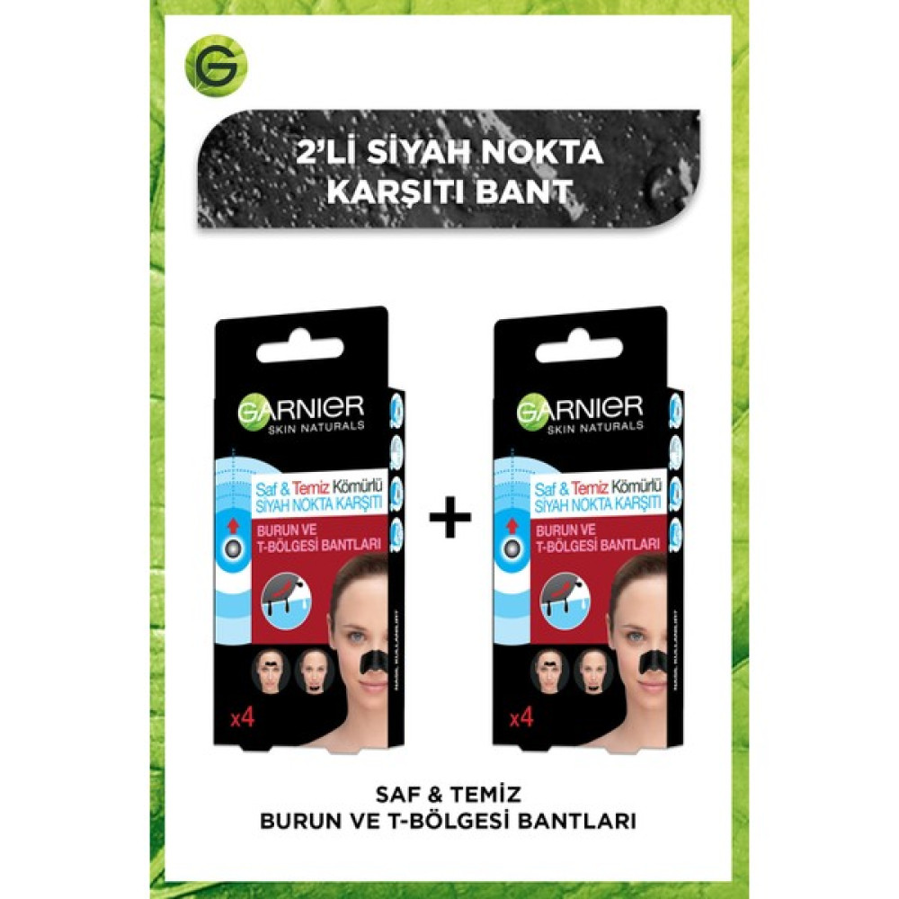 Garnier 2'li Saf & Temiz Siyah Nokta Karşıtı Kömürlü Burun ve T Bölgesi Bantları Seti Maskeler Fiyatı