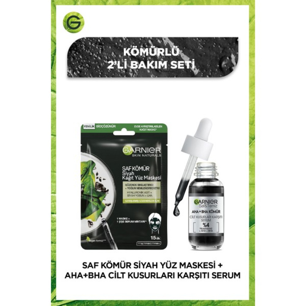 Garnier aha Bha Cilt Kusurları Karşıtı Siyah Serum + Gözenek Sıkılaştırıcı Kağıt Maske Göz Kremi Fiyatı