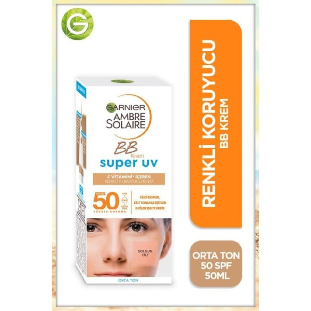 Garnier Ambre Solaire C Vitamini Içeren Renkli Koruyucu Bb Krem - Orta Ton SPF50 50ML Güneş Kremleri ve Losyonları Fiyatı