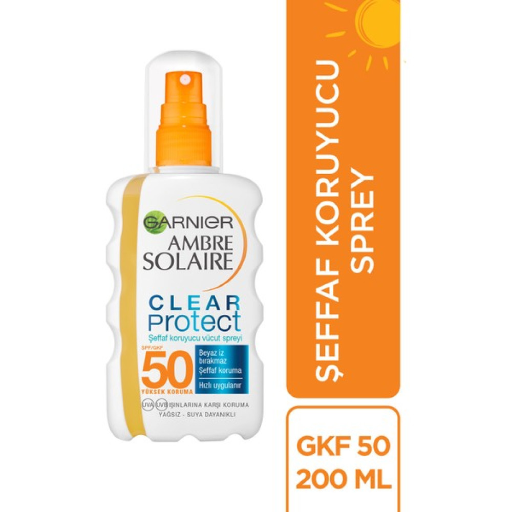 Garnier Ambre Solaire Clear Protect Şeffaf Güneş Koruyucu Vücut Spreyi Gkf50 200Ml Güneş Kremleri ve Losyonları Fiyatı
