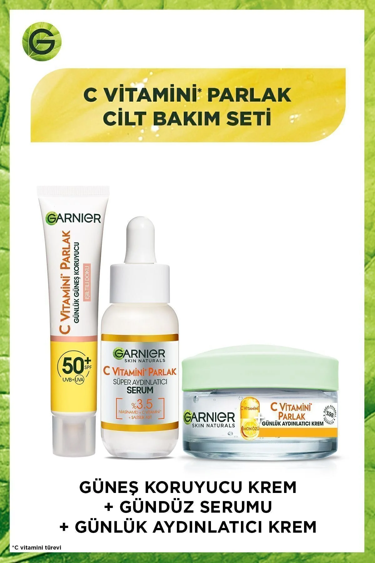 Garnier C Vitamini Parlak Güneş Yüz Kremi & Serum & Krem Seti" Cilt Temizleme ve Peeling Fiyatı