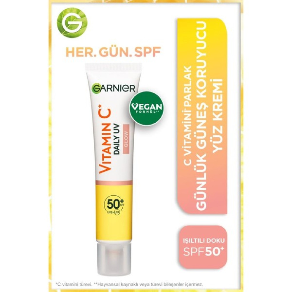 Garnier C Vitamini Parlak Günlük Güneş Koruyucu Fluid Yüz Kremi Işıltılı Doku SPF50+ 40ML Güneş Kremleri ve Losyonları Fiyatı