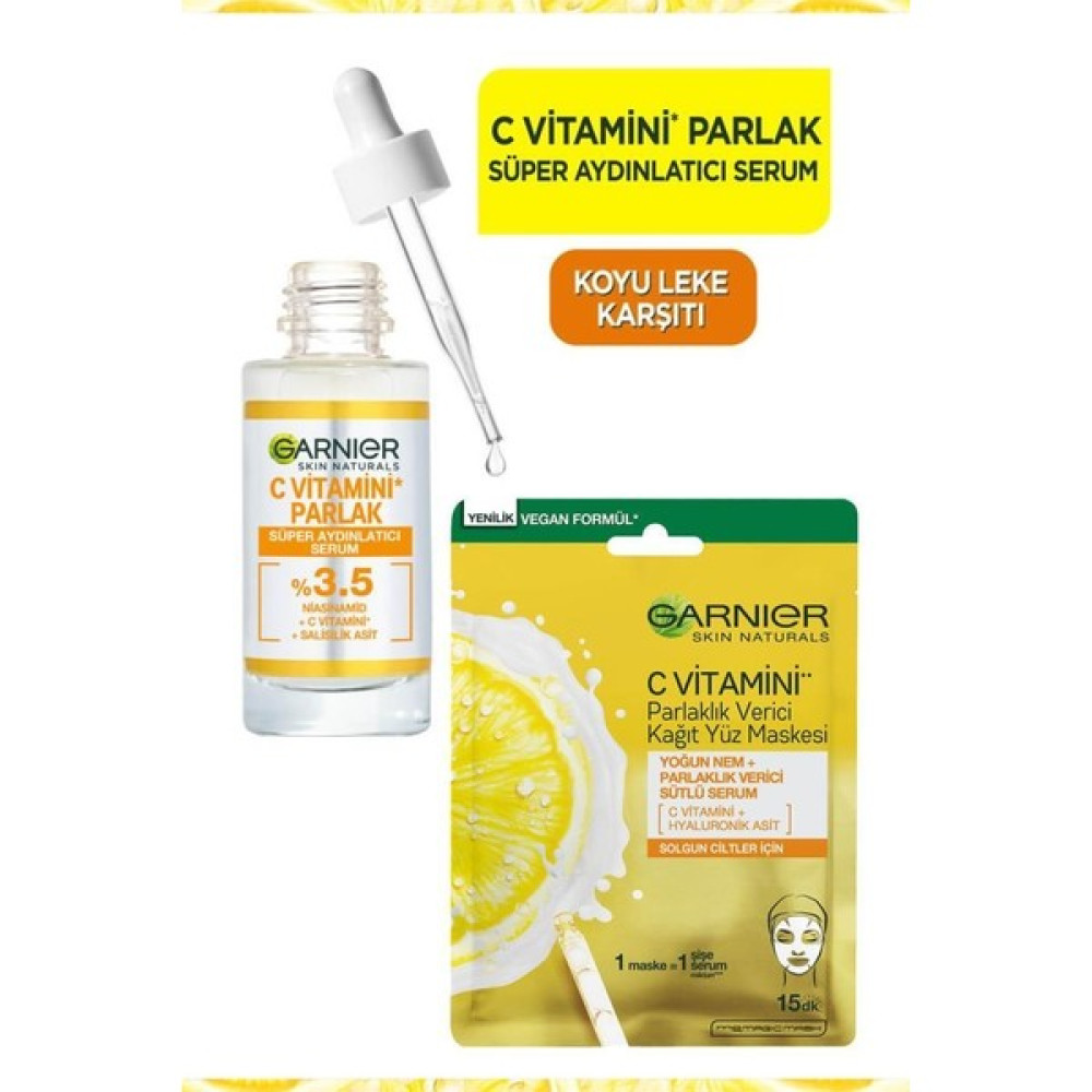 Garnier C Vitamini Parlak Süper Aydınlatıcı Serum ve Maske Seti Anti-Aging / Yaşlanma Karşıtı Fiyatı