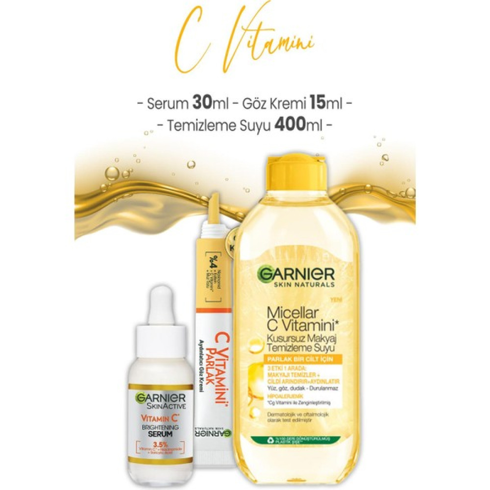 Garnier C Vitamini Serum 30 Ml, Göz Kremi 15 Ml Ve Temizleme Suyu 400 Ml - 1 Anti-Aging / Yaşlanma Karşıtı Fiyatı