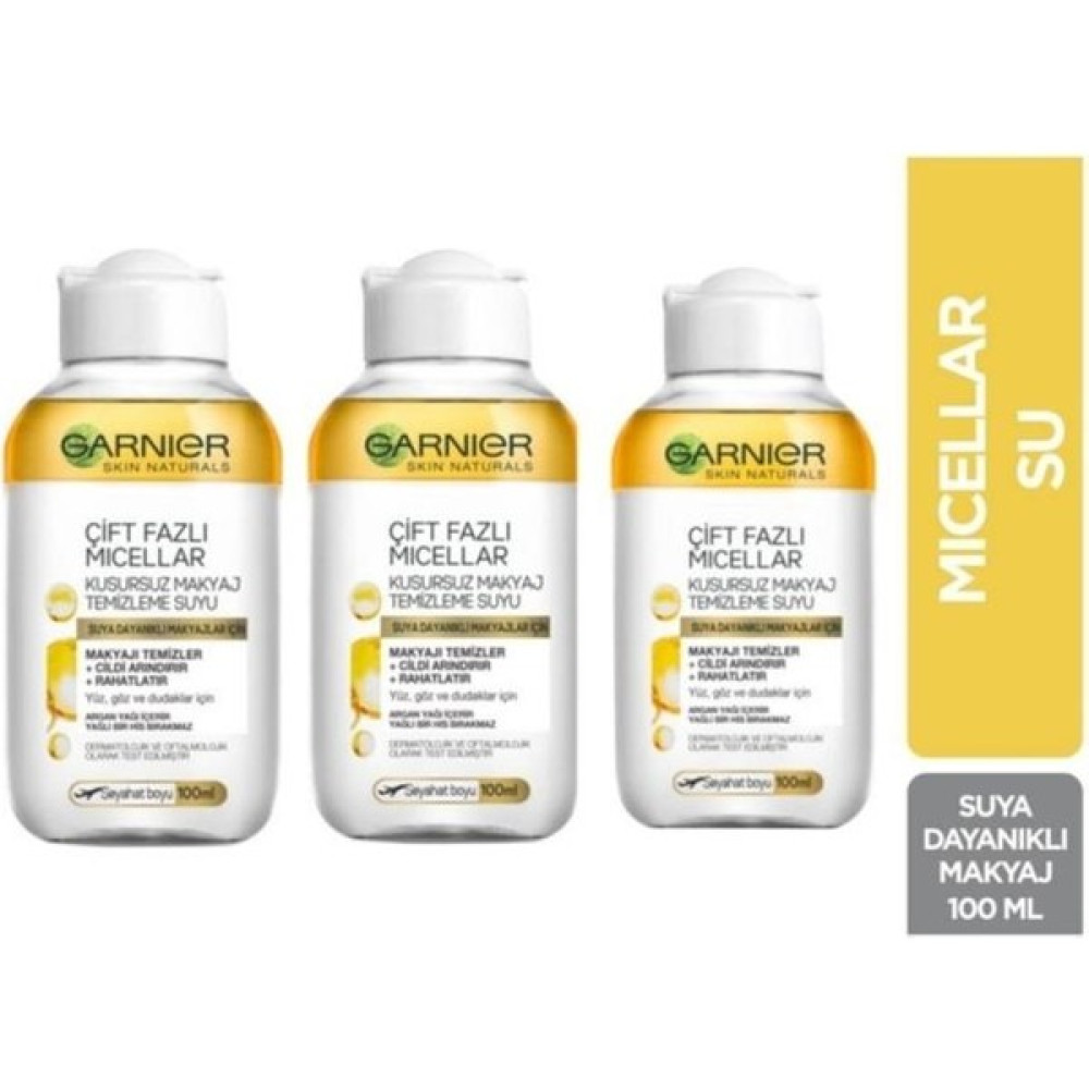 Garnier Çift Fazlı Micellar Kusursuz Makyaj Temizleme Suyu 100ml X 3 Adet Makyaj Temizleyicileri Fiyatı