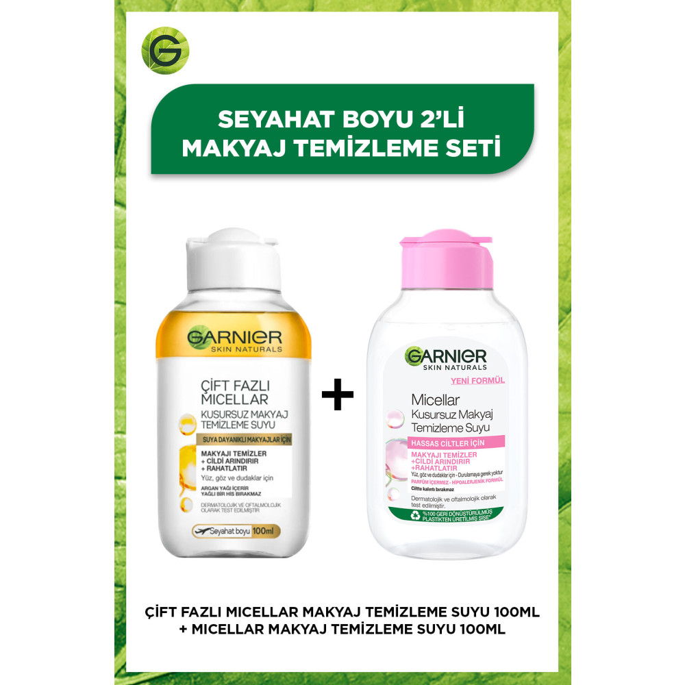Garnier Çift Fazlı Micellar Makyaj Temizleme Suyu 100ml & Makyaj Temizleme Suyu 100ml Seyahat Boy Set Makyaj Temizleyicileri Fiyatı