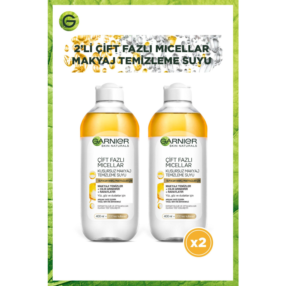 Garnier Çift Fazlı Micellar Makyaj Temizleme Suyu 400ml 2li Set Makyaj Temizleyicileri Fiyatı