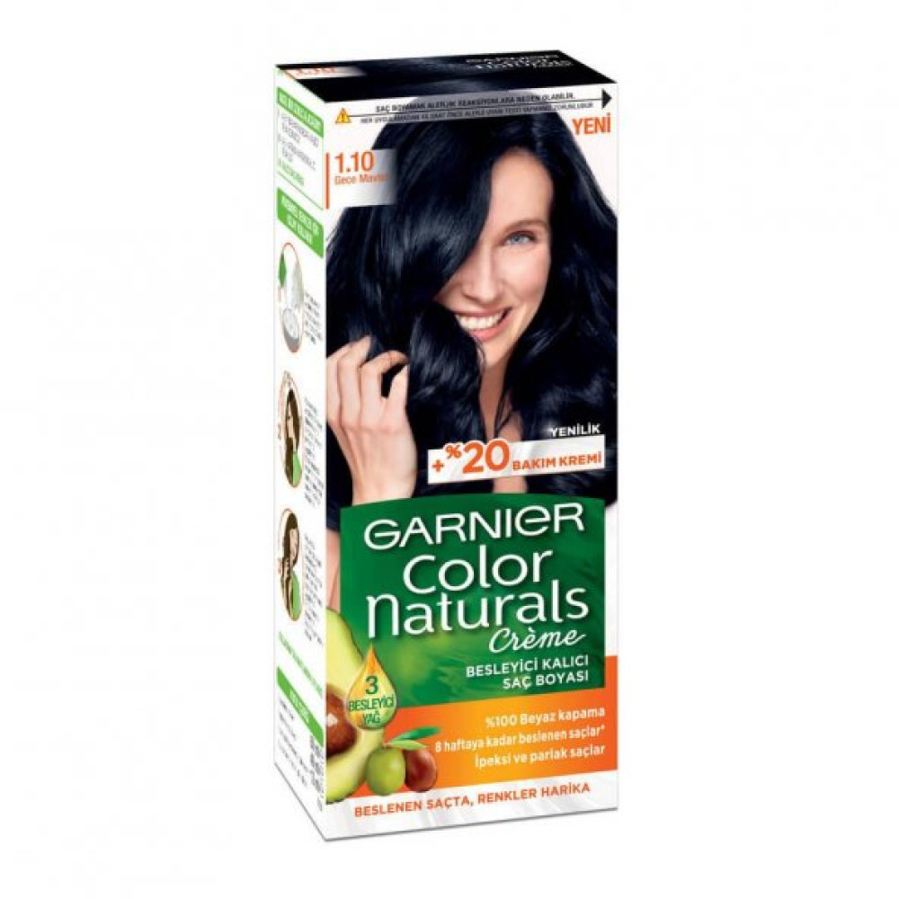 Garnier Color Naturals Krem Sac Boyasi 1.10 Gece Mavisi Saç Bakım Maskeleri & Serumlar & Spreyler Fiyatı