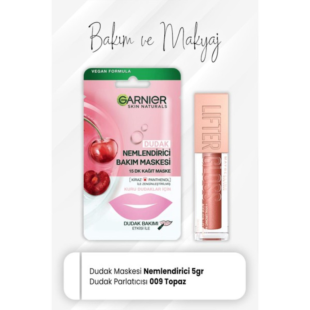 Garnier Dudak Nemlendiricisi Maske 5 gr ve Lifter Gloss Dudak Parlatıcısı 009 Topaz Dudak Bakımı / Koruyucu Fiyatı
