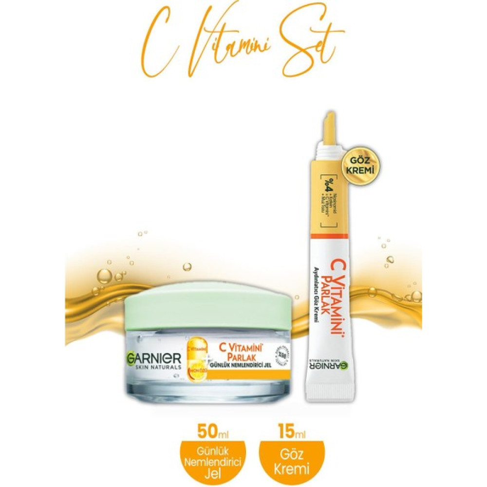 Garnier Günlük Nemlendirici Jel C Vitamini 50 ml ve Aydınlatıcı Göz Kremi C Vitamini 15 ml Nemlendiriciler Fiyatı