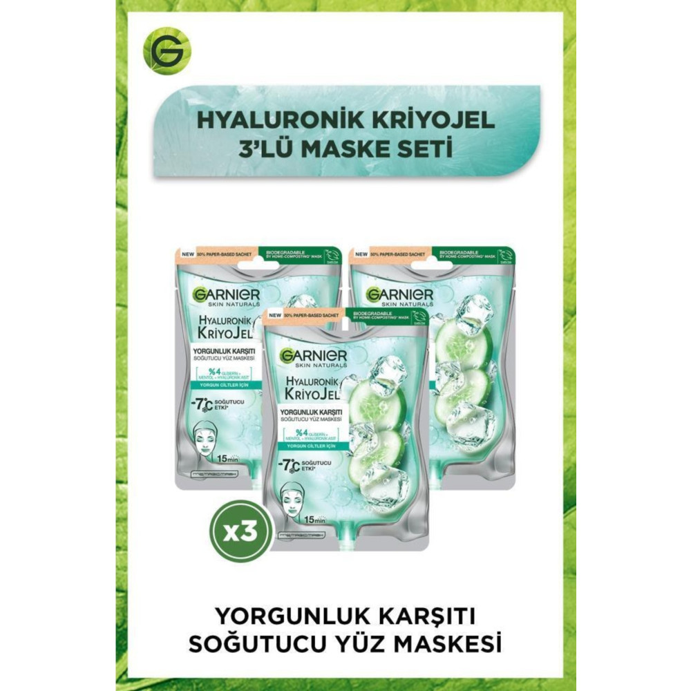 Garnier Hyaluronik Kriyojel Yorgunluk Karşıtı Soğutucu Yüz Maskesi 3lü Set Cilt ve Yüz Bakımı Fiyatı