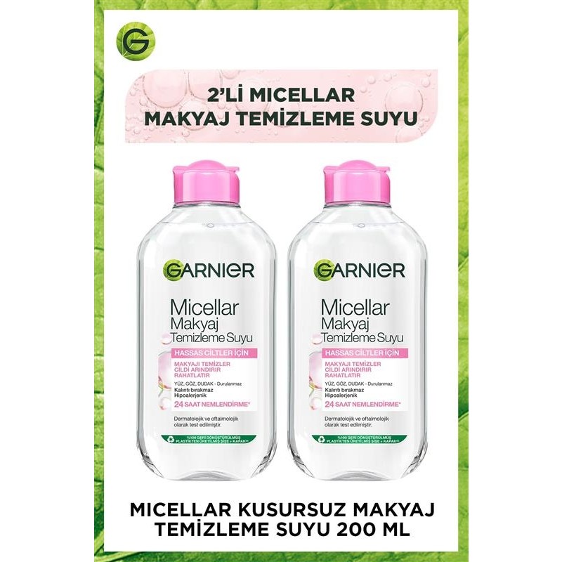Garnier Micellar Kusursuz Makyaj Temizleme Suyu 200ml X 2'li Set Makyaj Temizleyicileri Fiyatı