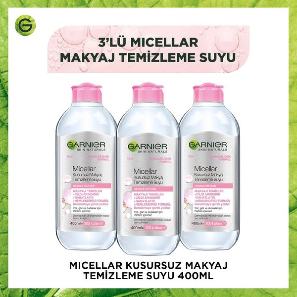 Garnier Micellar Kusursuz Makyaj Temizleme Suyu 400 ml 3'lü Set Makyaj Temizleyicileri Fiyatı