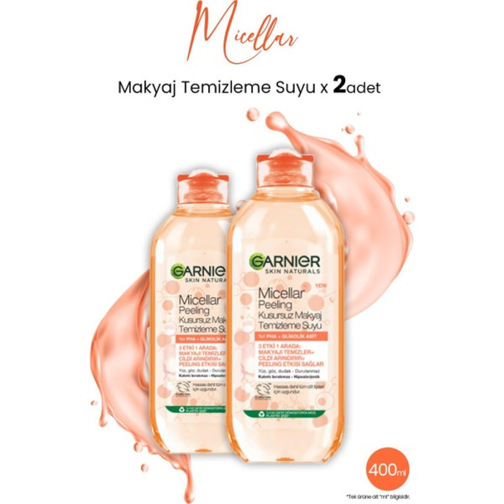 Garnier Micellar Kusursuz Makyaj Temizleme Suyu Peeling 400 ml x 2 Adet - 1 Makyaj Temizleyicileri Fiyatı