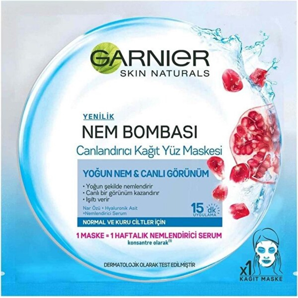 Garnier Nem Bombası Canlandırıcı Kağıt Yüz Maskesi Maskeler Fiyatı