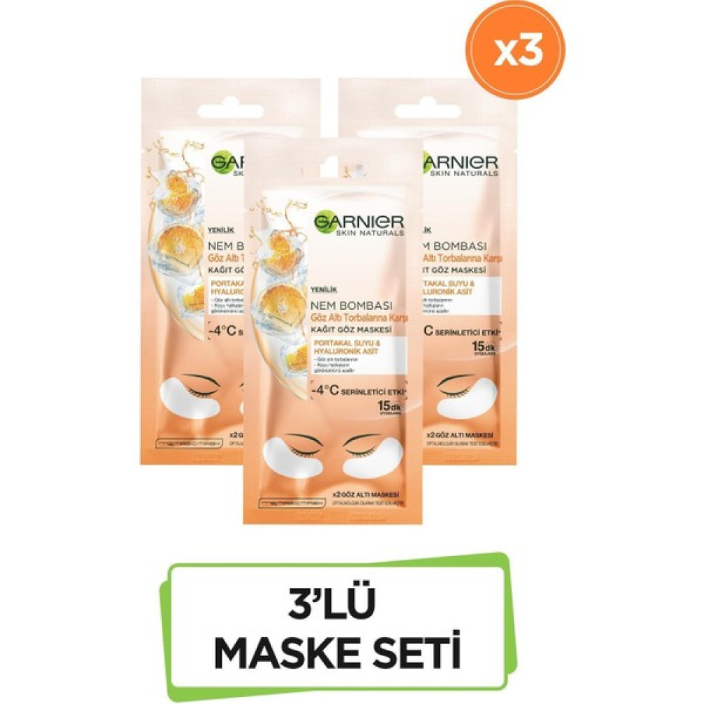 Garnier Nem Bombası Göz Altı Torbalarına Karşı Kağıt Göz Maskesi 3'lü Set Maskeler Fiyatı