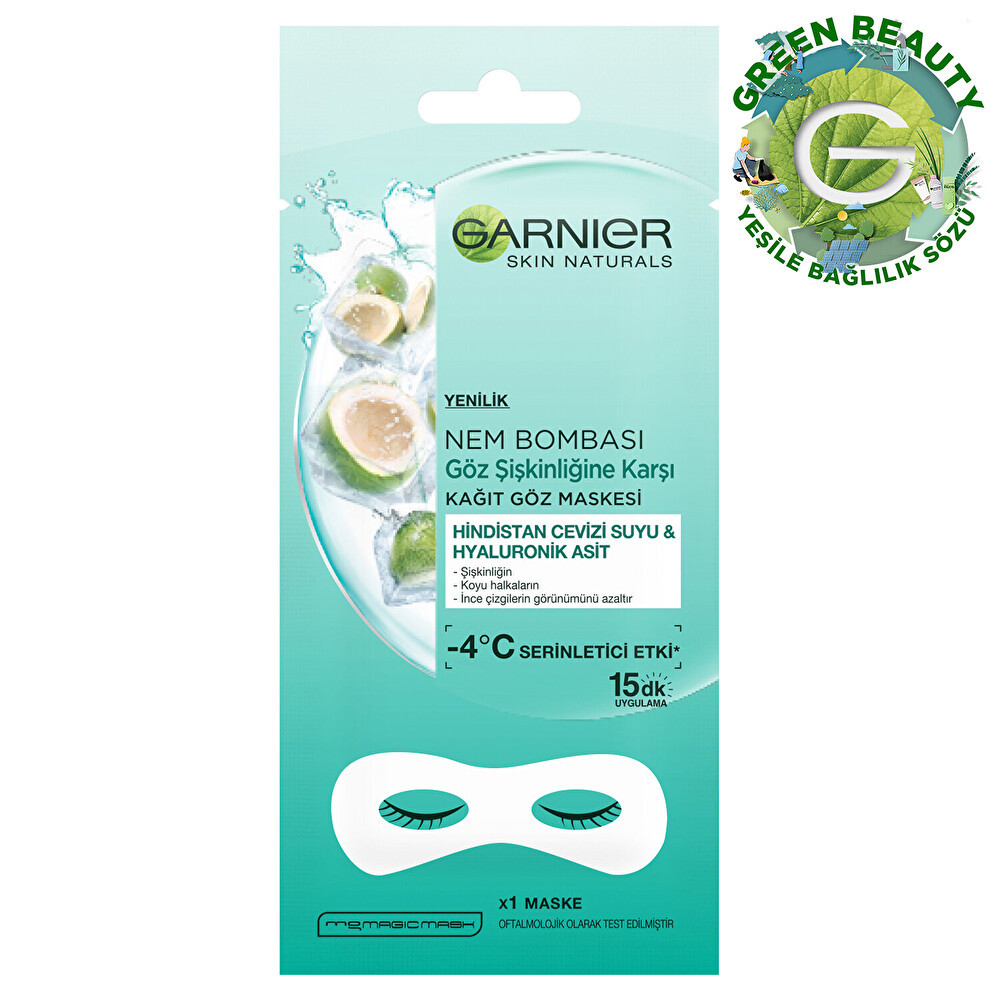 Garnier Nem Bombası Göz Şişkinliğine Karşı Kağıt Göz Maskesi Hindistan Cevizi Suyu & Hyaluronik Asit Maskeler Fiyatı