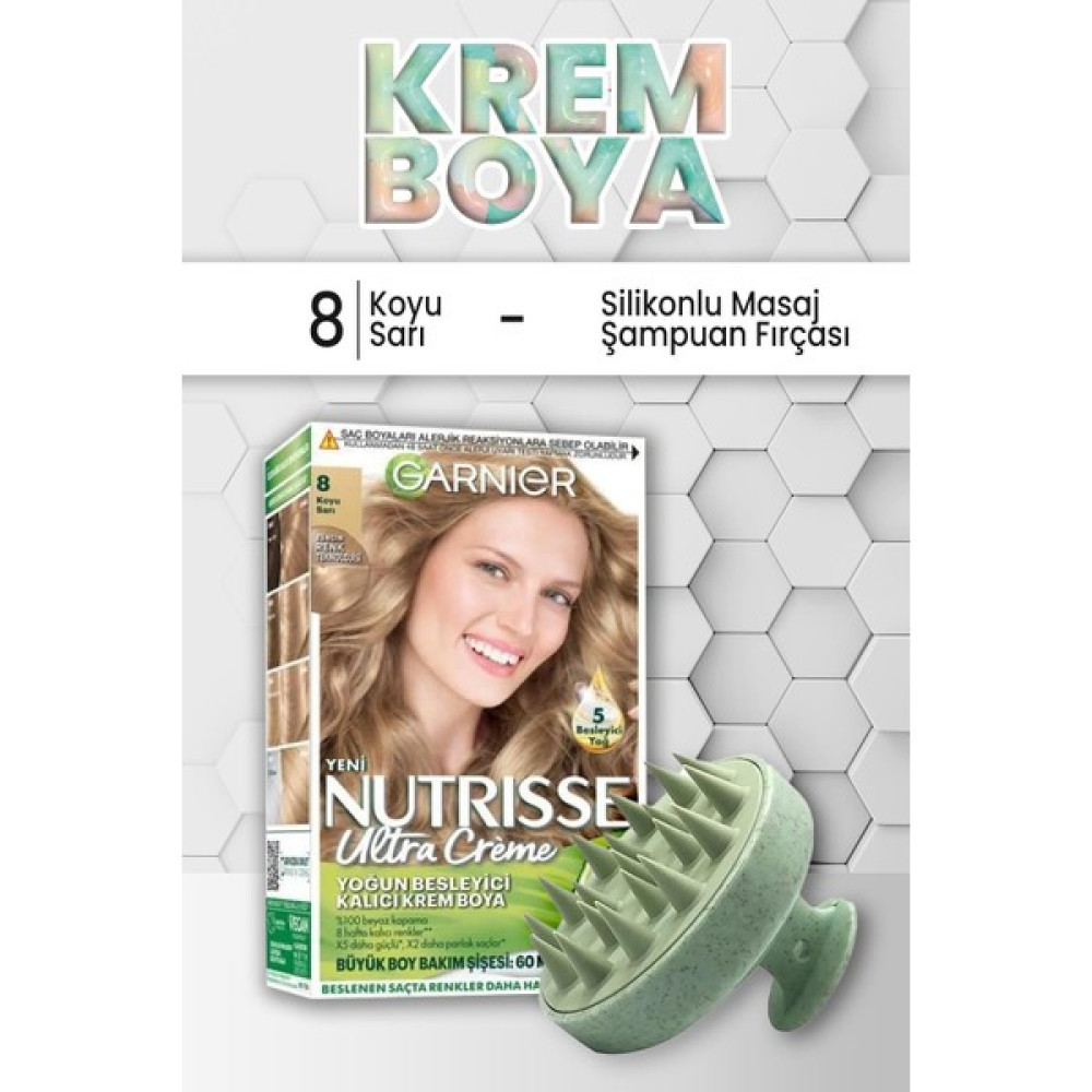 Garnier Nutrisse Kalıcı Krem Saç Boyası 8 Koyu Sarı - Şampuan Fırçası Yeşil Saç Boyası Fiyatı