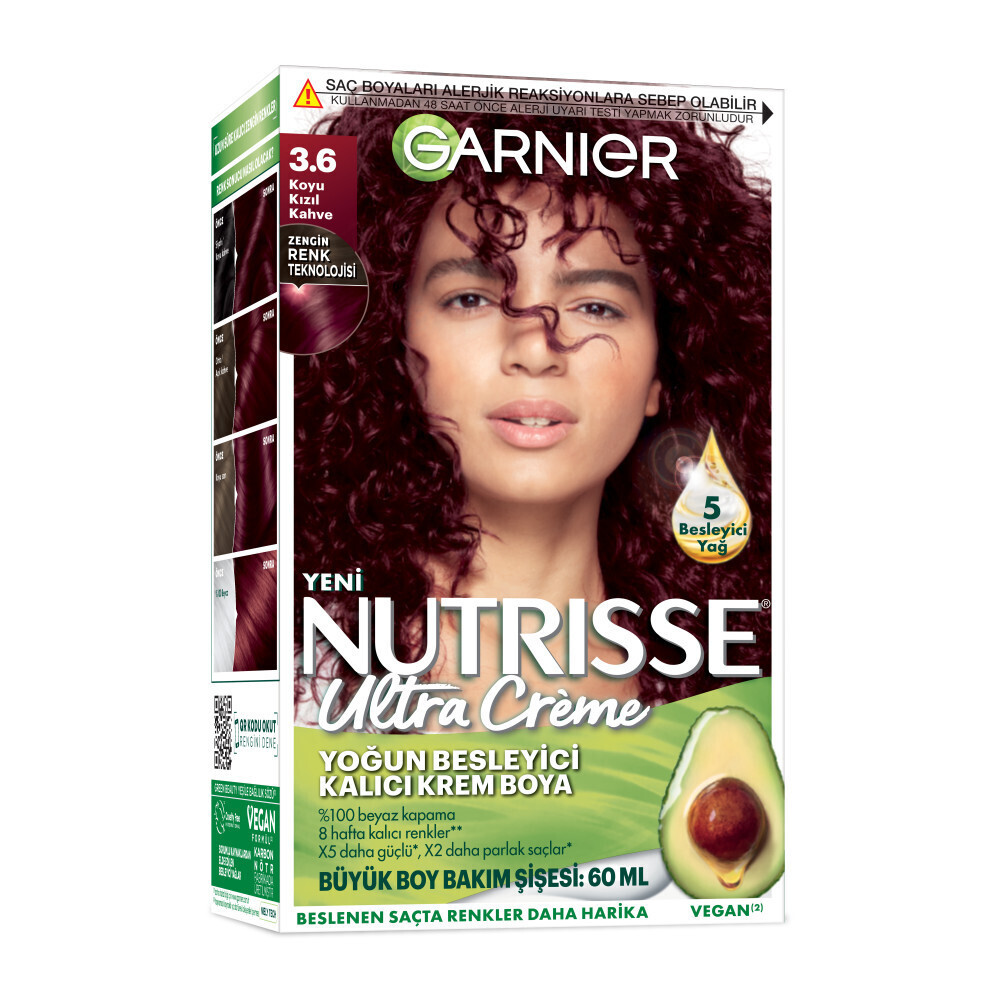 Garnier Nutrisse Yoğun Besleyici Kalıcı Krem Saç Boyası 3.6 Koyu Kızıl Kahve Saç Boyası Fiyatı